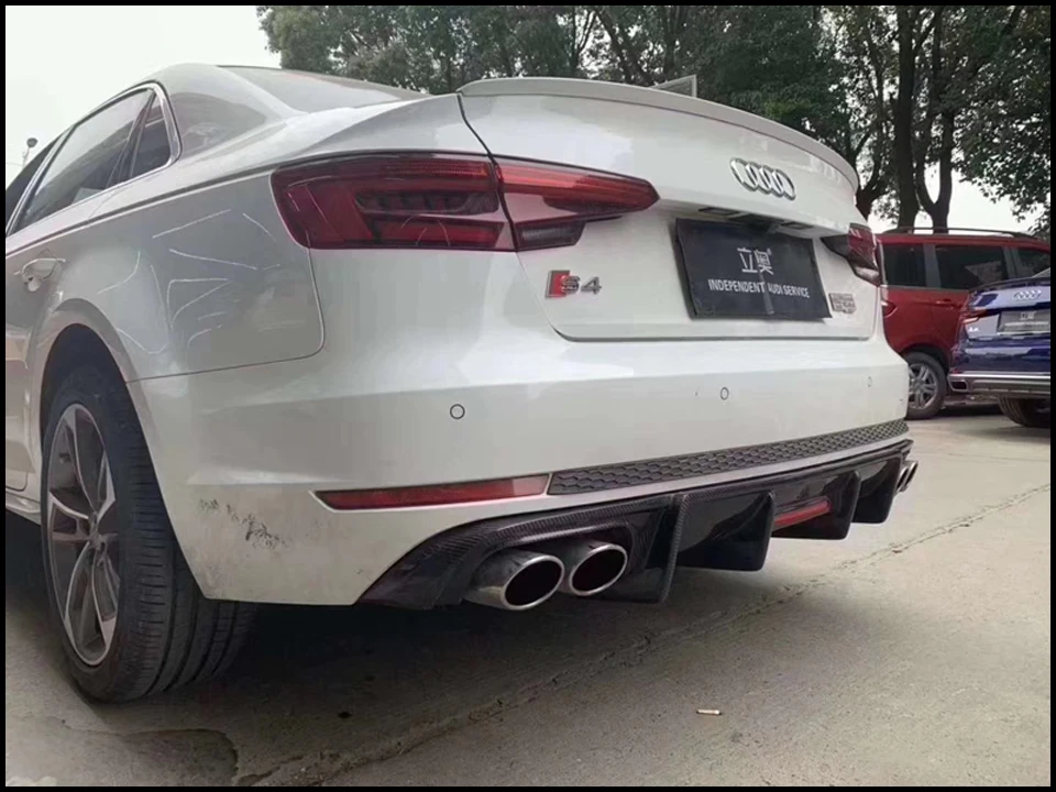 Карбур Стиль углеродного волокна задний спойлер для Audi A4 S-line S4 B9 спортивный бампер диффузор спойлеры