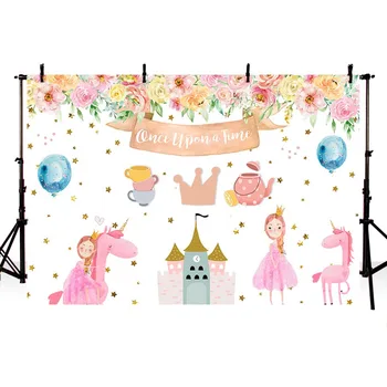 

Mehofond Time Backdrops Pink Girls Flower Crown Star Photography Backgrounds Baby Portrait Birthday Party for Photo Studio