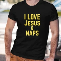 Christian I Love Jesus and Naps Women Tee I Can Do All This Through Him Who Gives Me Strength Printed Cotton Men Women Tops