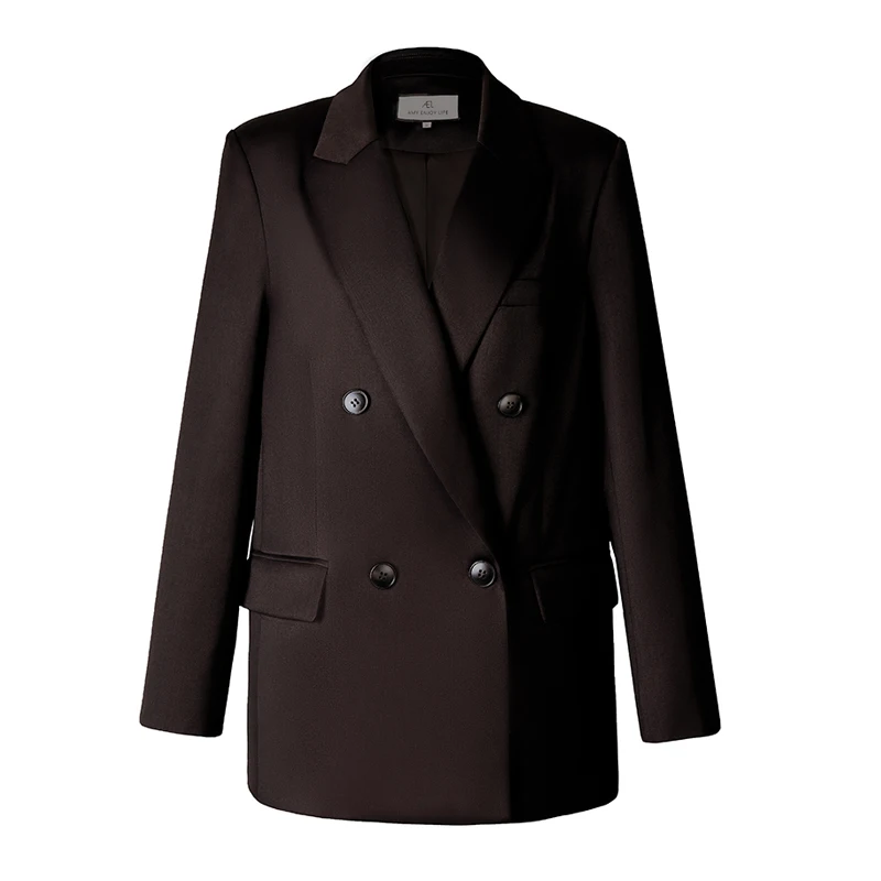 jacket AEL Винтаж осень-зима Для женщин брючный костюм темно-коричневый свободный пиджак и брюки с широкими штанинами; офисные Для женщин костюмы женский наборы для ухода за кожей - Цвет: jacket