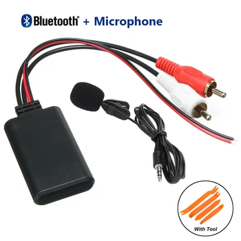 

Car Radio RCA Bluetooth Adapter Stereo 2RCA Wireless AUX Audio Wiring + Tool & Microphone For Kenwood for Clarion