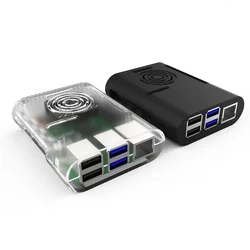 Boîtier de protection en plastique pour Raspberry Pi 4, boîtier Transparent de couleur noire 