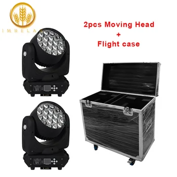 

IMRELAX 2pcs 19x15W RGBW 4in1 LED Moving Head Light Perfect Zoom Wash Moving Head DMX Stage Disco Light with Flight Case