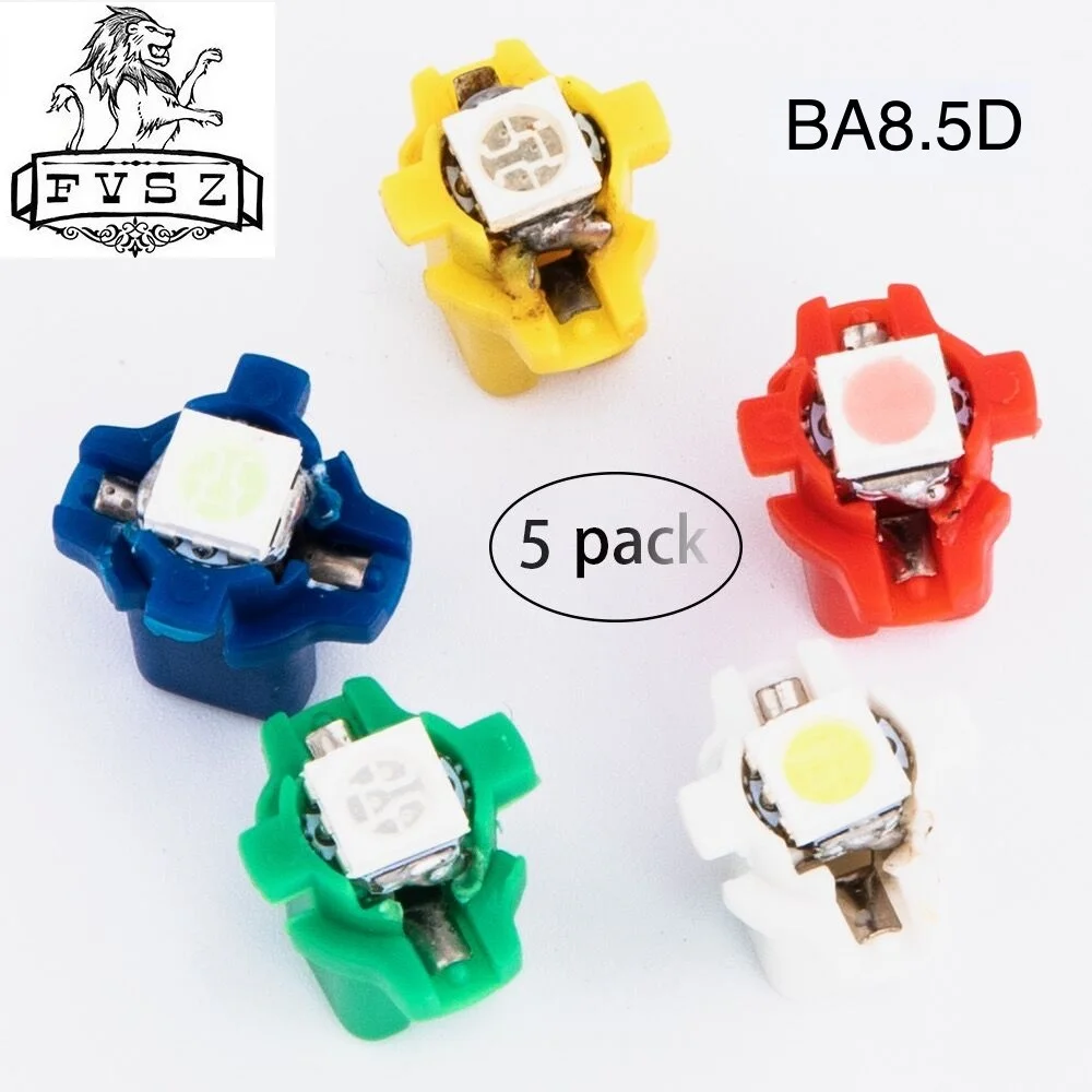 

5Pcs T5 b8.5d instrument lamp LED 509T B8.5 5050 LED 1 SMD car dashboard bulb white red blue green yellow