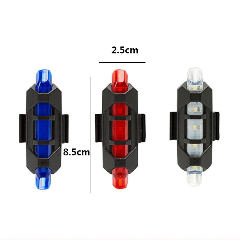 USB Rechargeable Bike Light 5LED Front Back Rear Tail Lights Cycling Safety Warning Light Waterproof Bicycle Lamp Flashlight