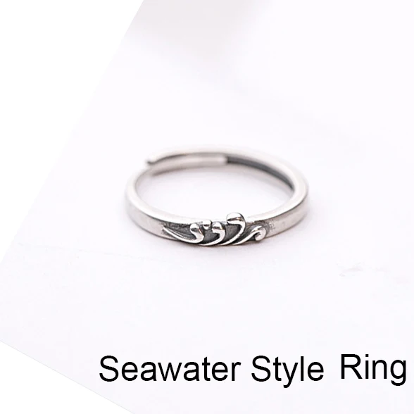 Seawater ring Винтажный стиль серебряные горные морские парные ожерелья 925 полые пейзажи Геометрические Ожерелье для мальчика и подарки для подружки - Окраска металла: Seawater ring