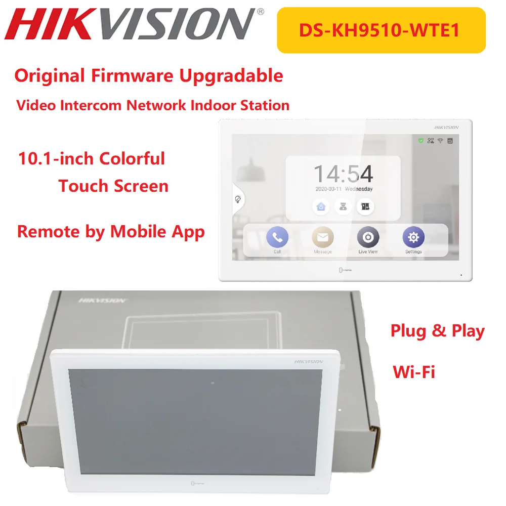 Hikvision Indoor Monitor Ds Kh9510 Wte1 Video Intercom Android Station 10 Inch Colorful Touch Screen Standard Poe Wifi Video Intercom Aliexpress