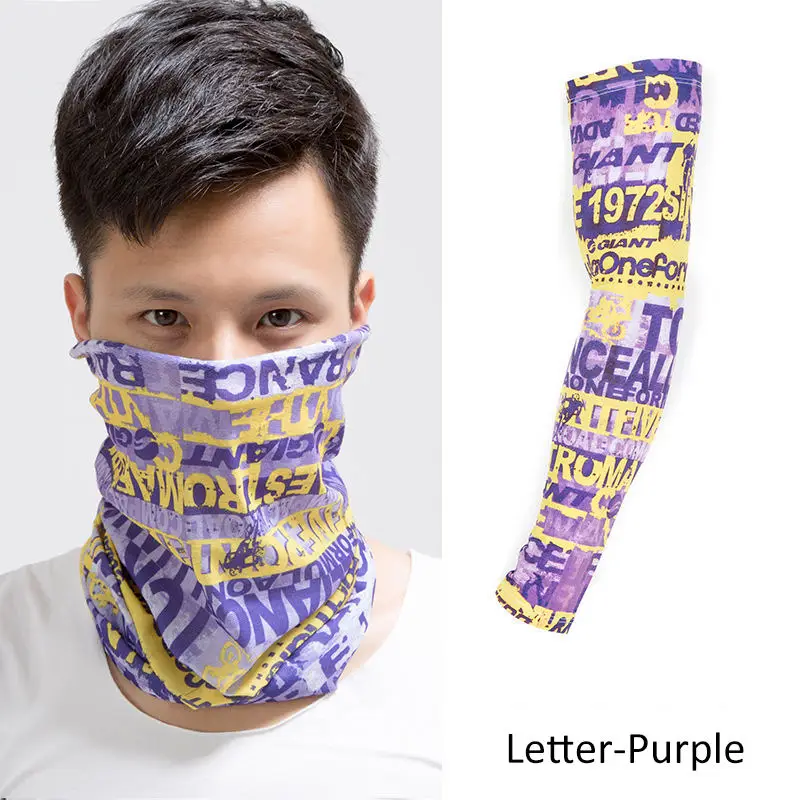 Letter-Purple-XL 1 комплект, летняя маска для рта и лица с буквенным принтом, ледяная крутая маска унисекс, модная маска с рукавами, уличная Солнцезащитная маска для лица - Цвет: Letter-Purple-XL