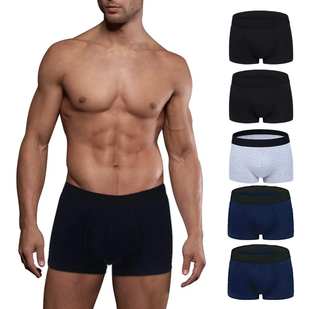 

5PC Mens Boxer Underwear No Ride-Up Comfortable Breathable Cotton Sport Underwear Boxershorts Casual Trunks cueca masculina 2019