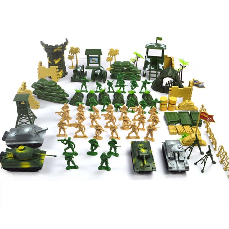 

100pcs Army Forces Military Model DIY War Scene Kids Plastic Toys Men Figures Playset Kit Boys Gift