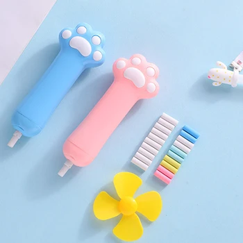

Coloffice 1PC Creative Cute Cat Claw Electric Eraser with Fan Student Summer Cool Stationery (with 10 free rubber core) Kid Gift