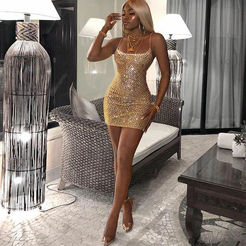NATTEMAID Summer Glitter Beading Plaid Shiny Sexy Dress Slash Neck Elegant Mini Bodycon Dress Autumn Night Club Party Dress