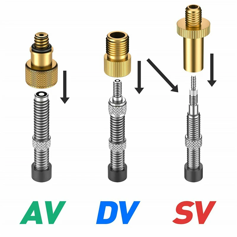 24pcs/Set Bicycle Valve SV AV DV Adapter Bicycle to Car Valve Adapter Sealing Ring Bike Pump Adapter Bicycle Tire Pump Adapter