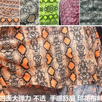 

Multi-coloured Comfortable Stretch Snakeskin Leopard Print Milk Silk-grinding Cloth Latin Dance Wear Swimng Fabric Nylon Lycra