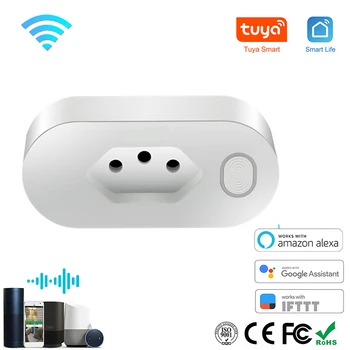 

16A Brazil Standard Wifi Smart Plug with Power Monitor, Smart Life APP Smart Socket Voice Works for Google Home, Alexa