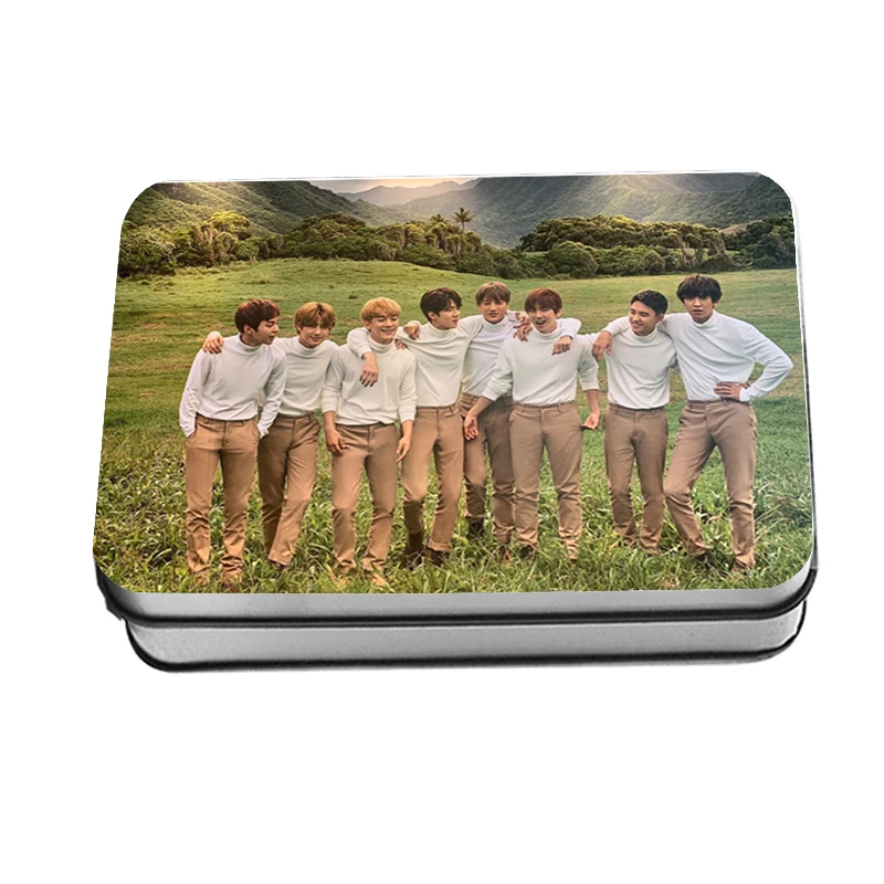 40 шт./компл. Kpop EXO Гавайские фотокниги фотография Поляроида Lomo карты Мода EXO вентиляторы подарки металлический ящик 40 шт карты