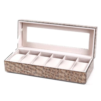 

Protective Glass Top Watch Box Home Decoration Storage Case Travel Vintage Style Jewelry Organizer Portable