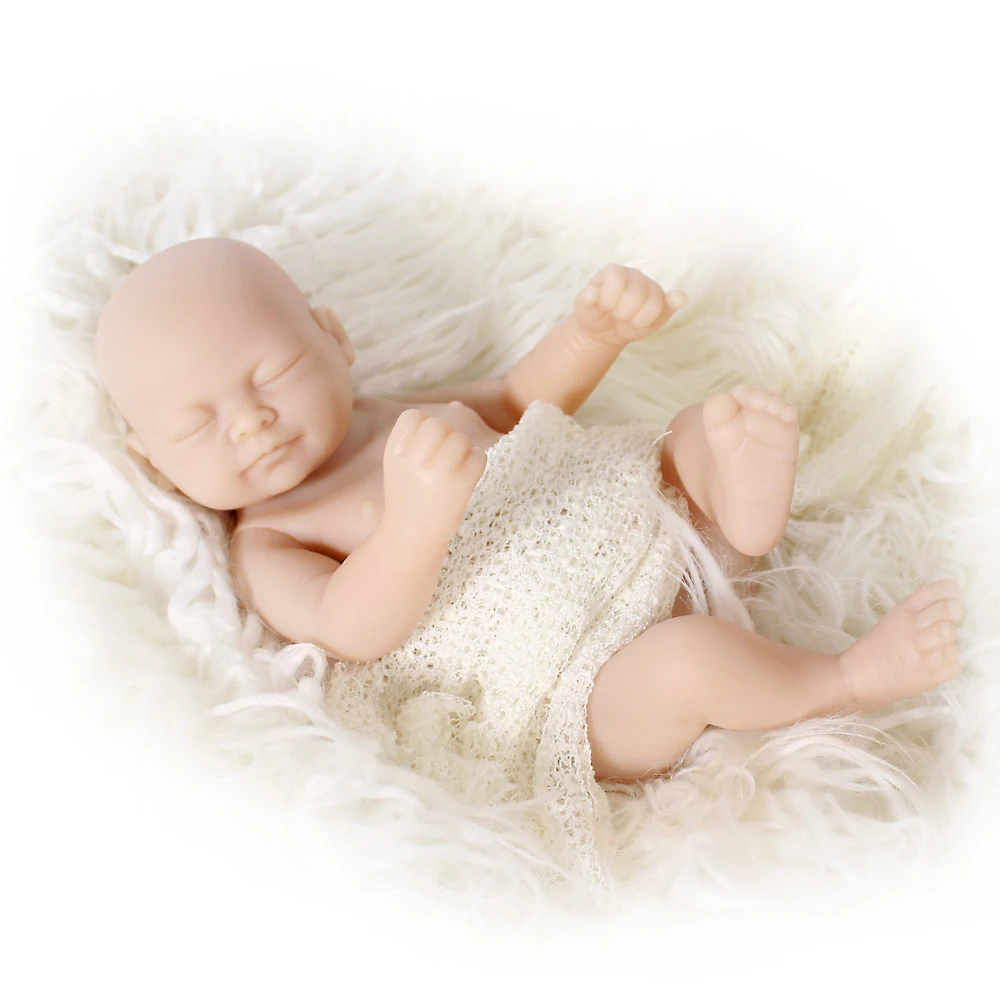 For 10" Unpainted Mini Newbron Kits Reborn Baby Girl Doll Kits Silicone Vinyl US
