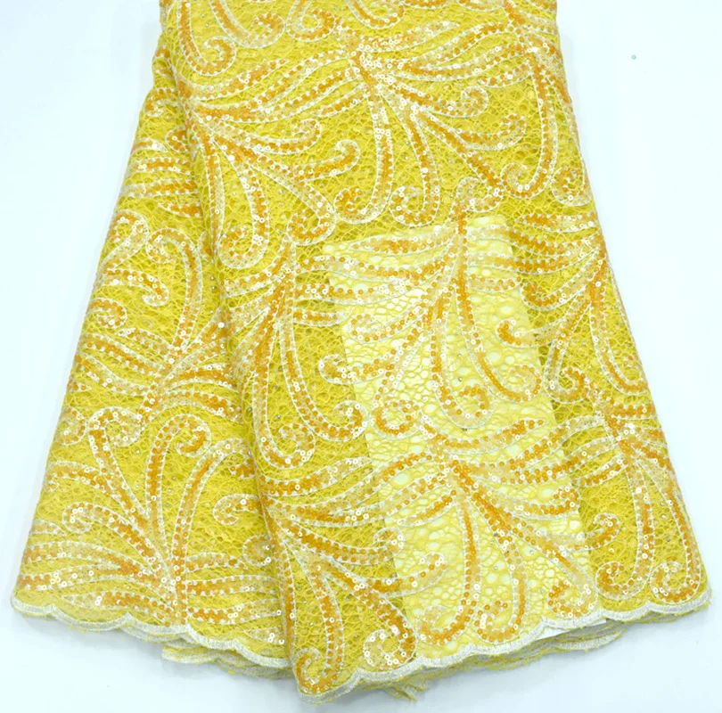 Yellow lace Вечерние свадебные платья Кружева Последняя зеленая Тюлевая кружевная ткань с блестками нигерийские вечерние платья кружевная ткань - Цвет: Yellow lace