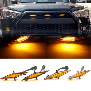 

Accessories Grille LED Lights Car Auto 4Pcs Exterior Amber ABS Lamp Bulbs