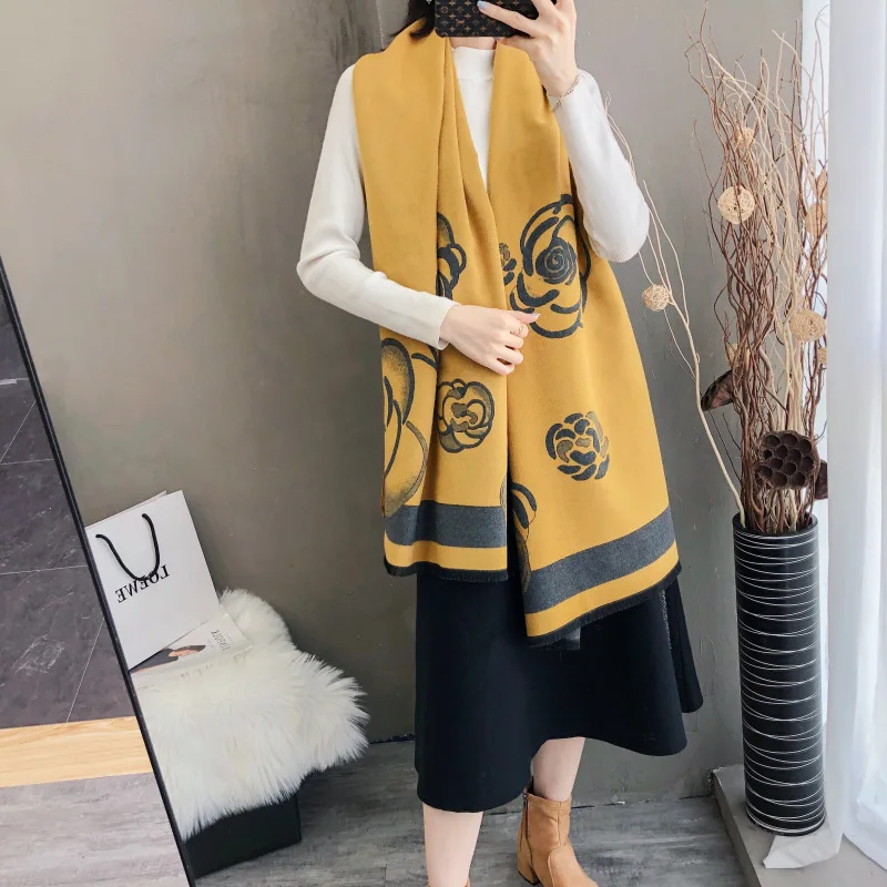 

new 2020 ms qiu dong camellia imitation cashmere scarf shawl and manufacturers selling more warm air conditioning