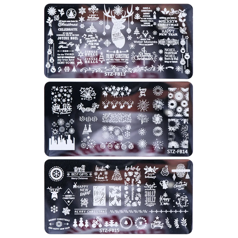Nail Stamping Plates Leaves Flower Nail Template Christmas Halloween Image Stamp Manicure Polish Printing Stencil JISTZFB01-19