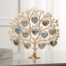 LASODY-Marco de diamantes de imitación para foto del árbol familiar, marco en forma del árbol, 12 marcos pequeños, regalo de Navidad 2020, recuerdo creativo para el hogar
