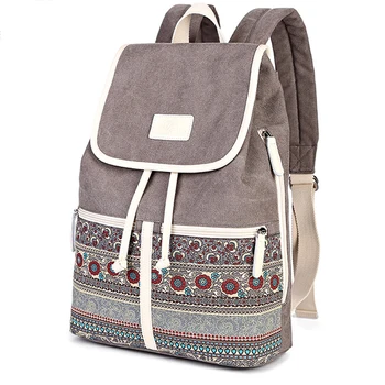 

Women Fashion Casual Canvas Backpack Leisure Bookbag Floral Printed Retro