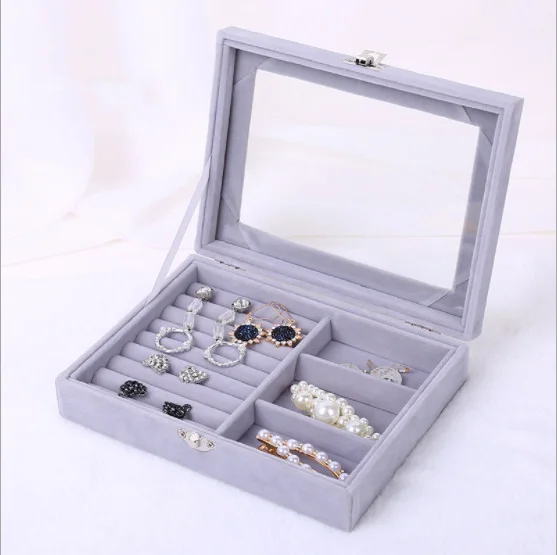 

Flannel Portable Jewelry Box Home Travel Essential Ring Earrings Jewelry Storage Box Gift Boxes for Jewellery