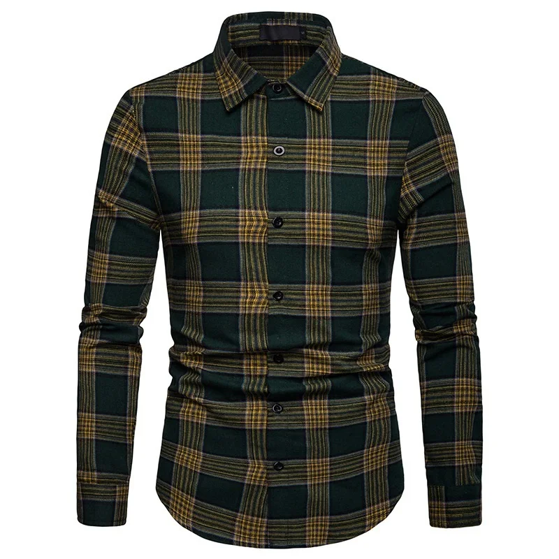 Модные Винтаж мужская клетчатая рубашка Camisa социальная Masculina 2019 Весенняя Новинка приталенная рубашка с длинными рукавами Для мужчин s