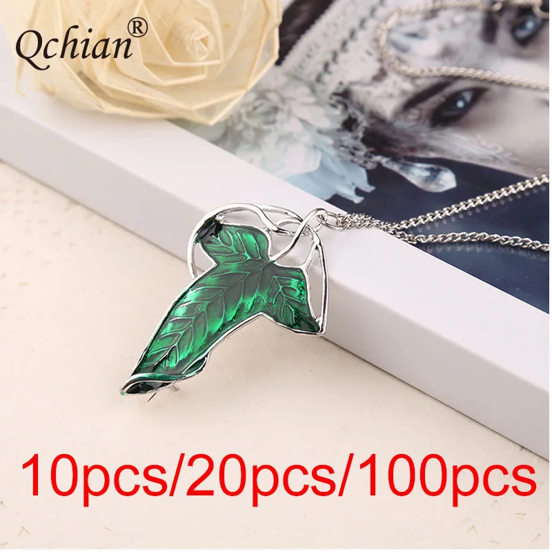 

10pcs 20pcs 100pcs Green Leaf Decorative Pendant Elf Princess Prince Hobbit Necklace Breastpin kids girls gift