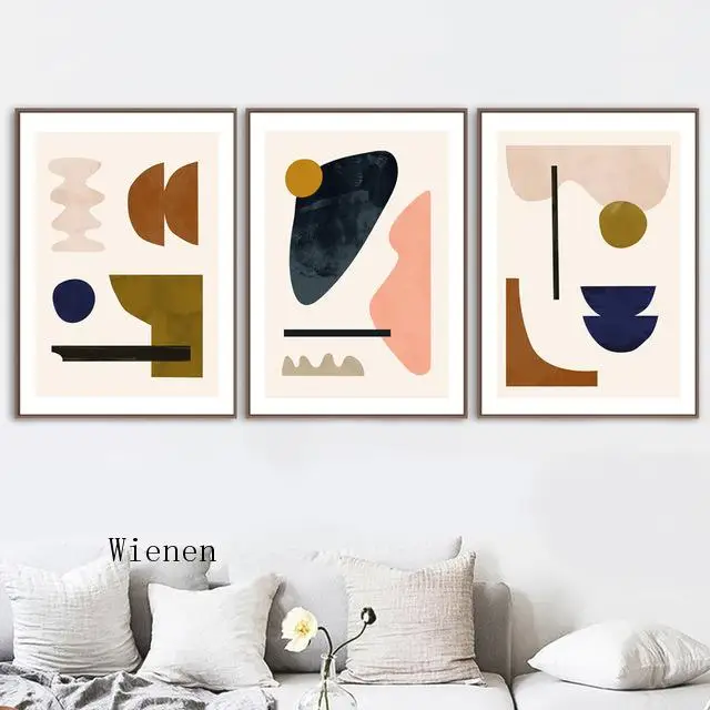 

Minimalist Abstract Color Block Geometric Wall Art Canvas Painting Nordic Poster Prints Wall Pictures for Living Room Decor