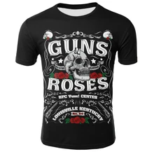 Летняя Новинка, Мужская футболка с изображением ружья и Розового Металла, рок-черепа, головы, 3D цифровая печать, одежда с круглым вырезом, дышащая футболка