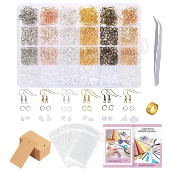 

2200 Pieces Earring Making Supplies Kit with Earring Hooks, Jump Rings, Earring Display Cards, Self-Sealing Clear Bags, for Earr