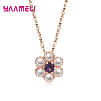 

Natural Freshwater Pearl Purple Amethyst Flower Choker Necklace Collare for Women High Quality 925 Sterling Silver Jewelry