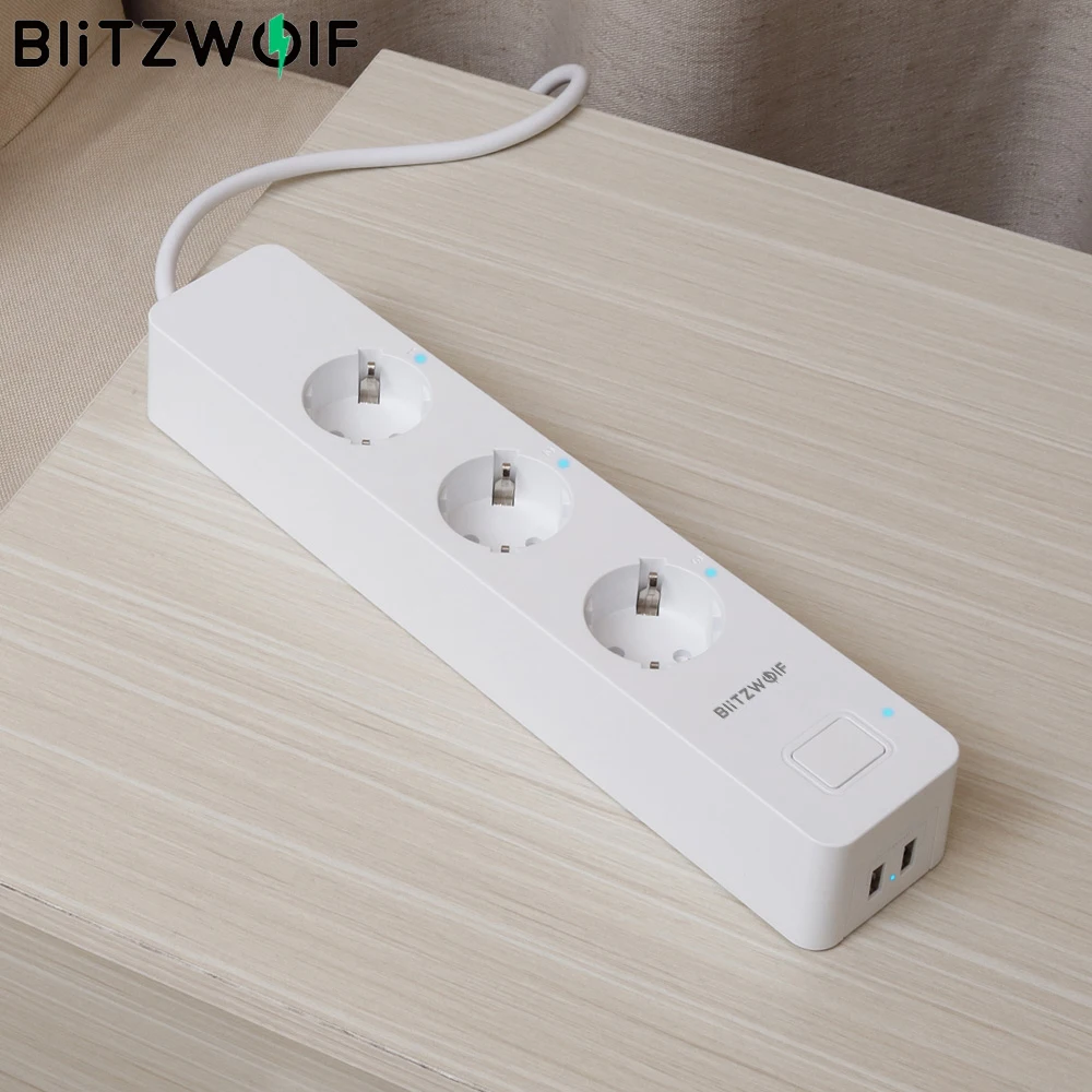 BlitzWolf BW-SHP9 3300W 15A 3 Socket Dual USB Slot 2.4GHz WiFi Smart Electrical Sockets Timer APP Remote Control Work with Alexa |