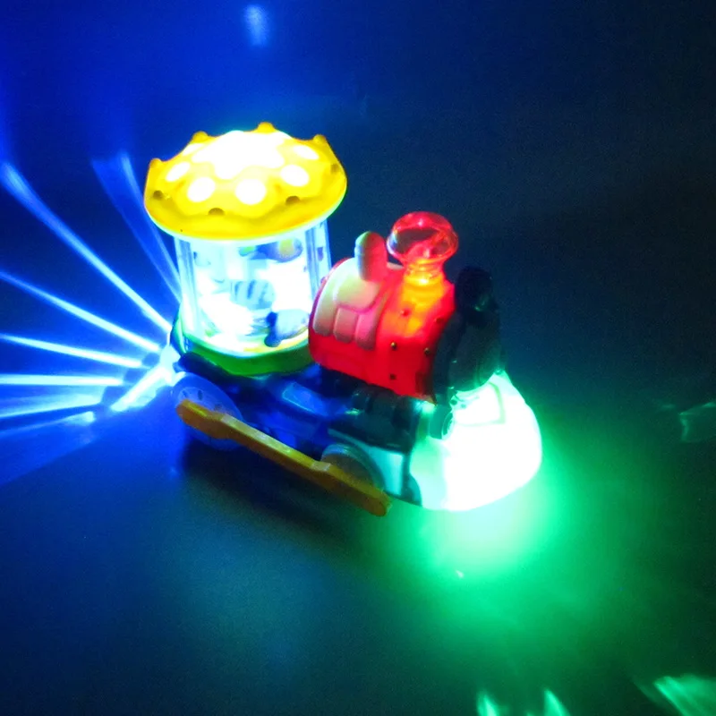 Electric Music Train Rotating Horse Funny Toys Car Model Plastic Lighting Toy Kid Boy Birthday Gift