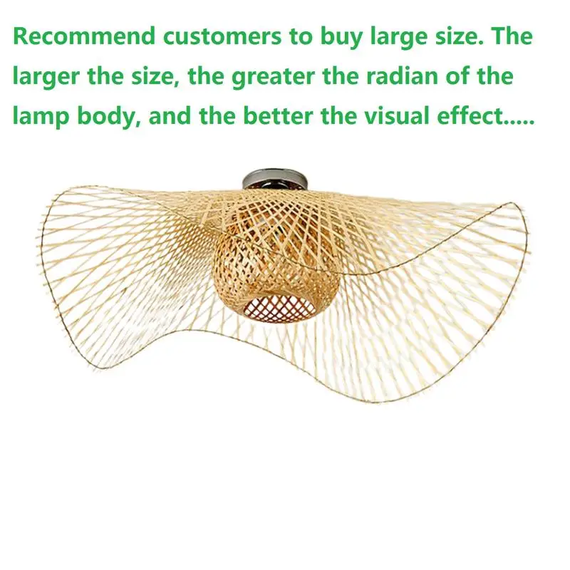 Chinese Style Bamboo Woven Wicker Pendant Lights Natural Rattan Shade Cap Hanging Lamp Restaurant Hotel Bedroom Lighting Fixture