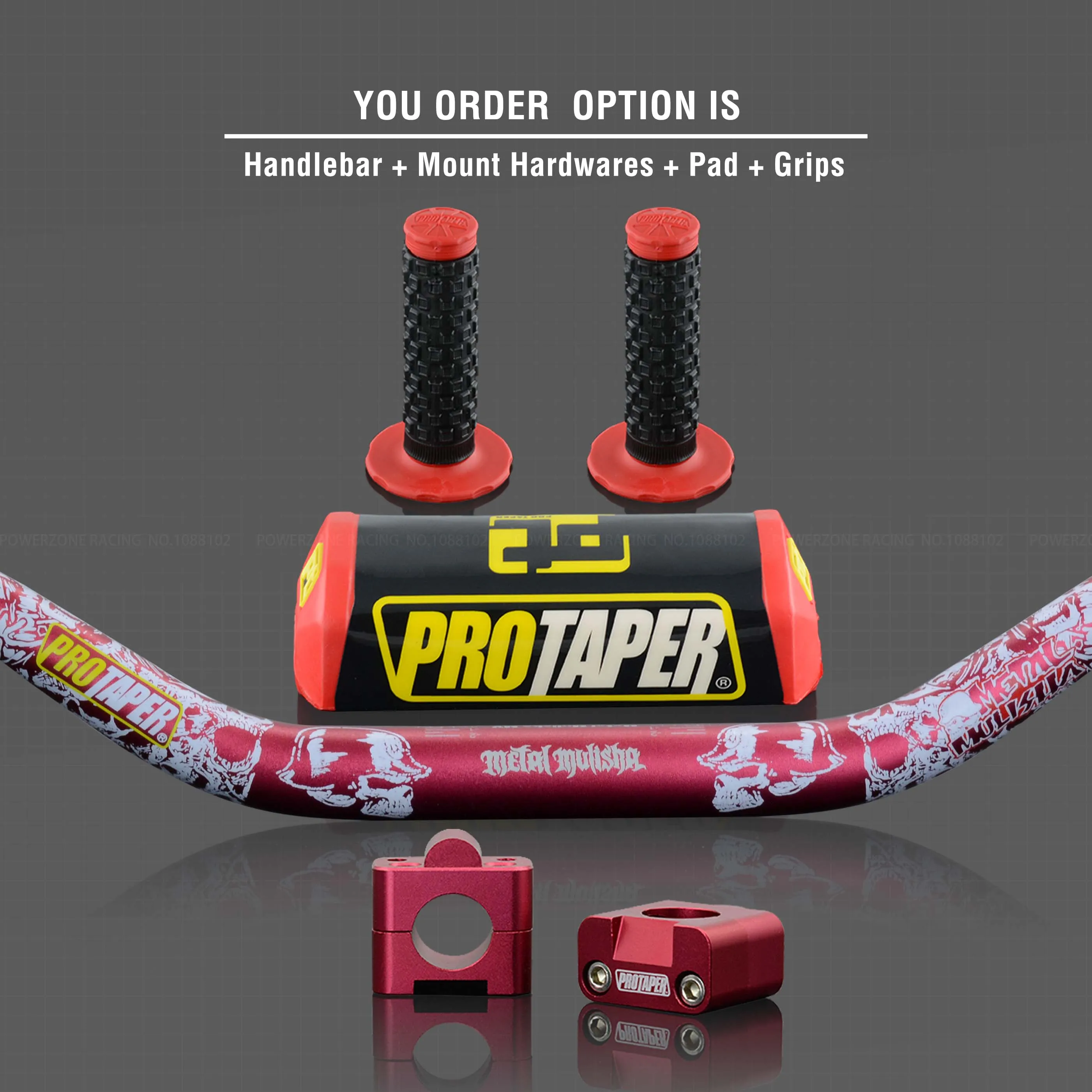 Руль для Pro Taper Pack Bar 1-1/" Классическая дверная ручка барные Колодки Ручки Pit Pro Racing Dirt Pit Bike мотоцикл с адаптер cnc - Цвет: Red Full Kit