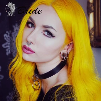 

BRIDE Synthetic Wigs Cosplay Yellow Wigs Long Water Wave Wig With Cap For Women Wig Heat Resiatant Party Natural Blue Extension