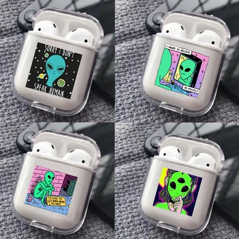 

Aesthetics Cute Cartoon alien space Back hard Case For Airpods wireless Bluetooth Earphone case Headphone Protection cover coque