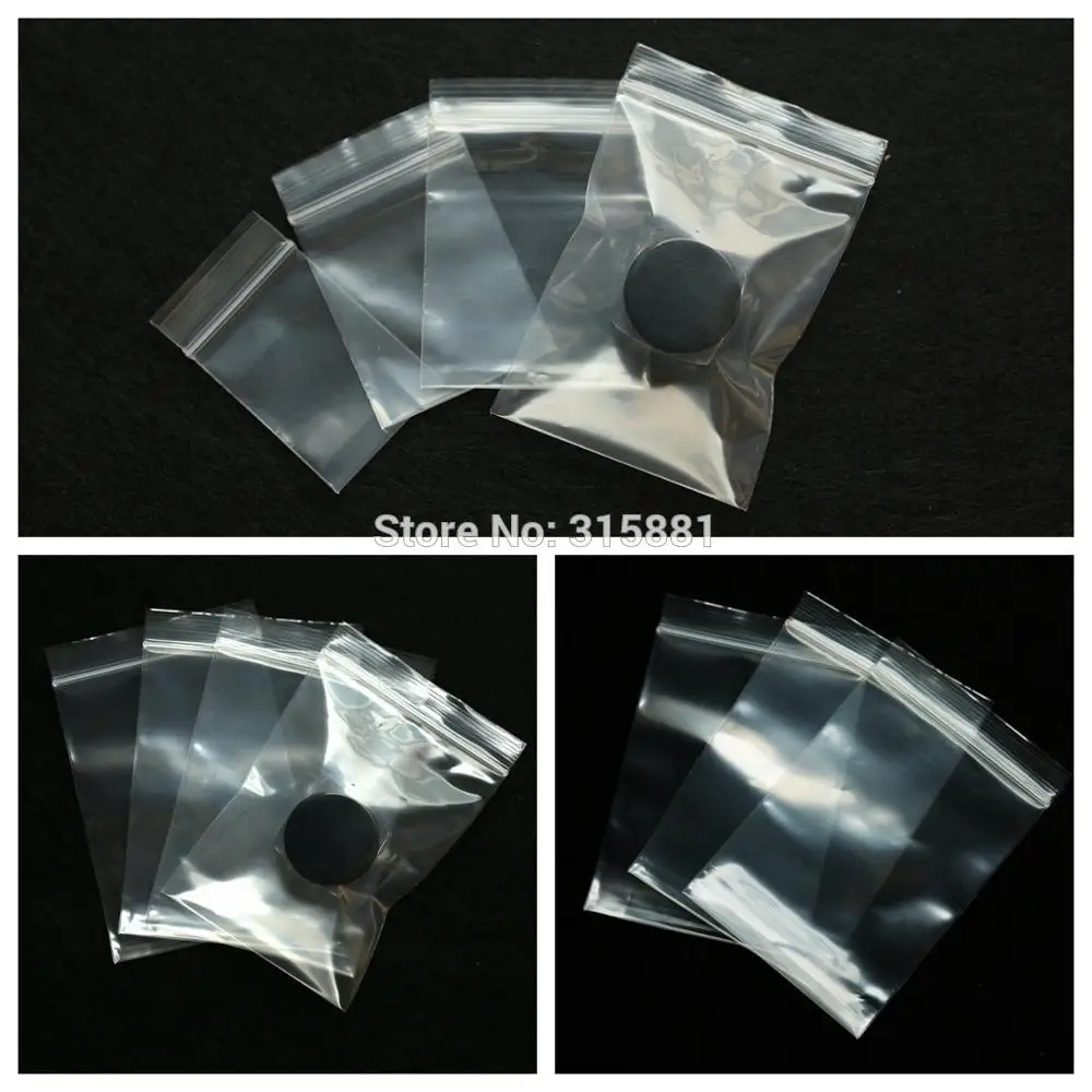 100pcs Clear Plastic Mini Ziplock Bag Transparent Jewelry Crystal