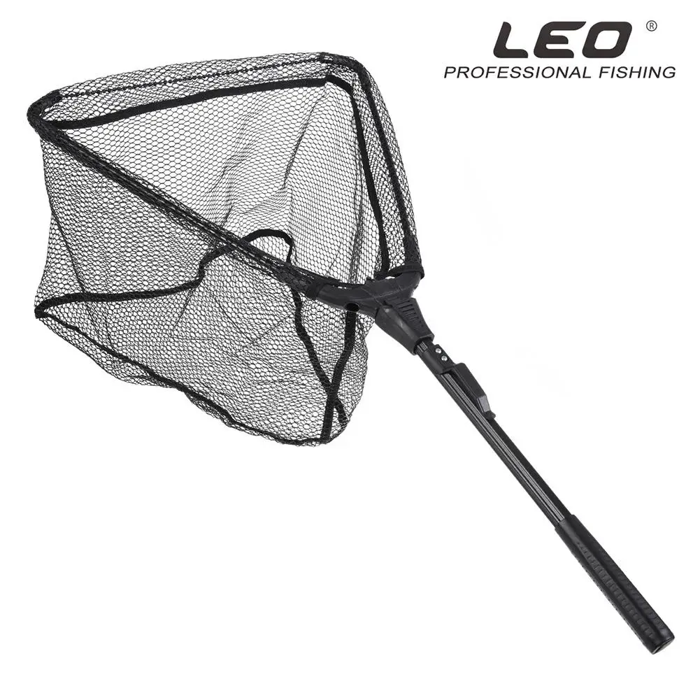 

1 piece fishing net 80cm telescopic aluminum alloy single triangle ultra light folding handle fishing landing net