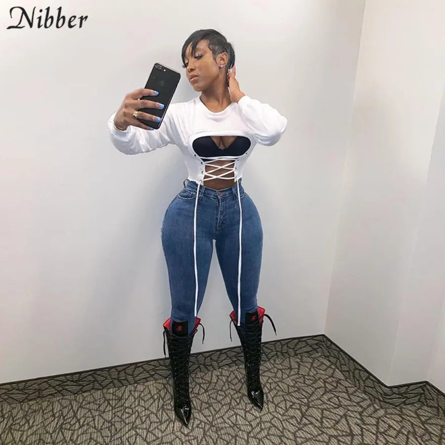 Nibber Осень Белый совместный купальник полый укороченный Топ для женщин Hoodie2019fashion уличный панк Досуг свободная тонкая спортивная одежда для активного отдыха mujer