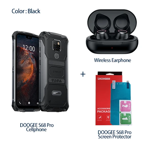 IP68 Водонепроницаемый DOOGEE S68 Pro прочный телефон Беспроводная зарядка NFC 6300 мАч 12V2A зарядка 5,9 дюймов FHD+ Helio P70 Восьмиядерный 6 ГБ 128 ГБ - Color: Add Earphone-B