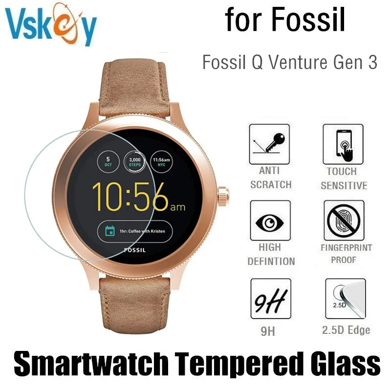 VSKEY 100 шт закаленное стекло для Fossil Q Venture Gen 3 круглая Защитная пленка для смарт-часов