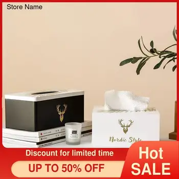 

Luxury Wooden Tissue Box Golden Turtle Leaf Elk Head Living Room Dining Room Model Room Decoration Car Tissue Holder tissue box