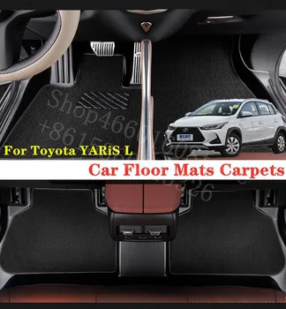 

Puou For Toyota YARiS L Car Floor Mats Carpets Front & Rear Full Set Custom auto foot Pads automobile waterproof carpet cover