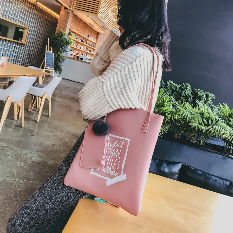

Korean-style WOMEN'S Bag 2019 Autumn New Style Students Bag Simple Versatile Large Bag Tote Bag WOMEN'S Single-shoulder Bag Hand