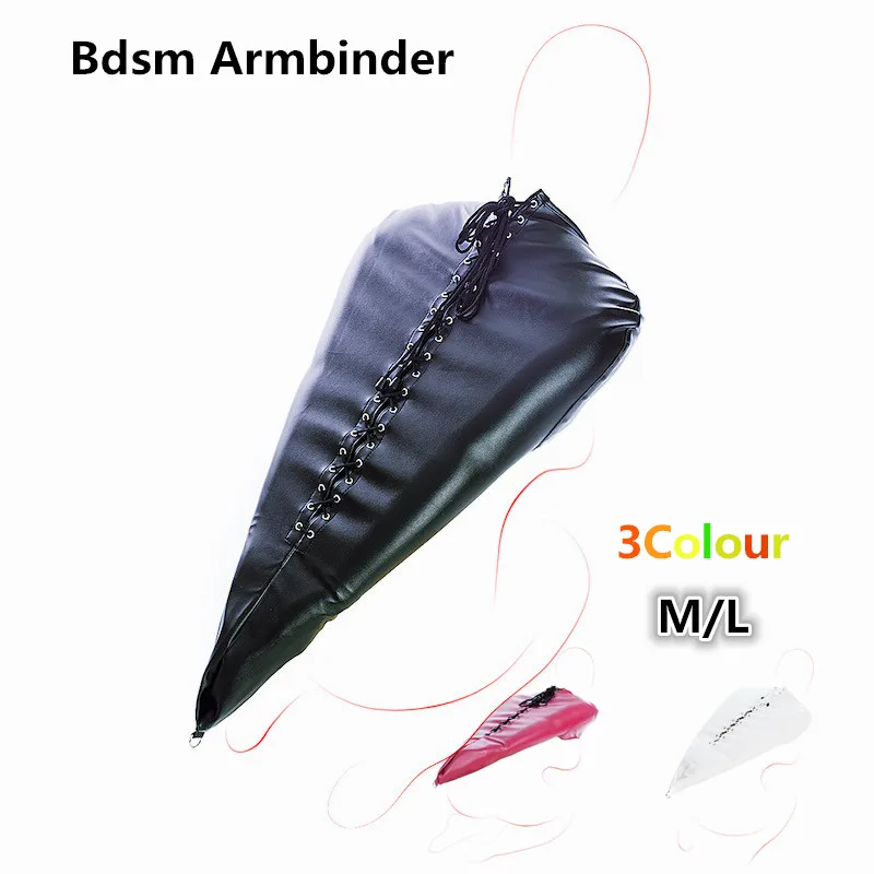 Размера плюс регулируемый кожаный длинный рукав Armbinder секс игрушки из плотного